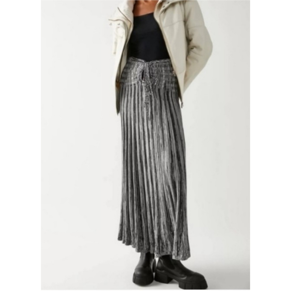 Free People Silvia Sweater Convertible Maxi Skirt Pleated Midi Dress Gray XS/TP - Picture 2 of 16